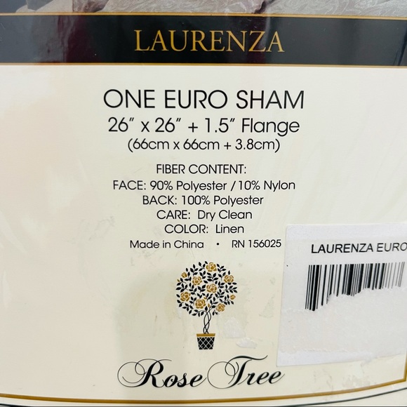 Rose Tree Laurenza Euro Sham Beige w/ Cream Embroidered Stripes 26 x 26" NIP NEW - Picture 5 of 9